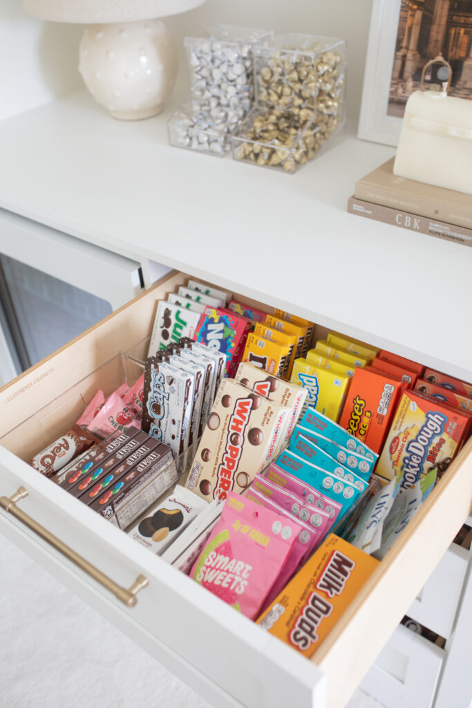 At-home family movie room candy drawer