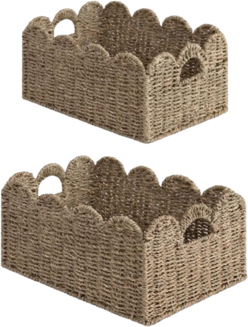 scalloped wicker backets
